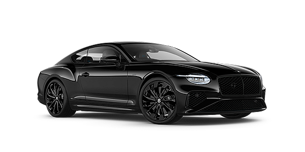 Bentley Praha Bentley Continental GT Black Edition coupe front three quarter in Onyx black paint