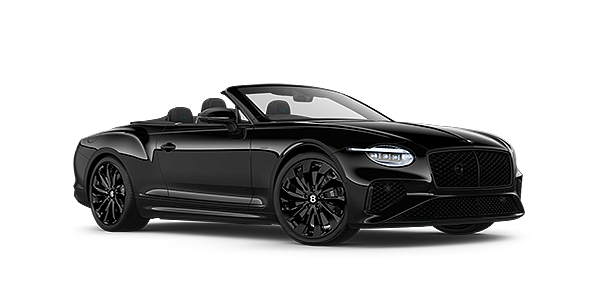 Bentley Praha Bentley Continental GTC Black Edition convertible front three quarters in Onyx black paint
